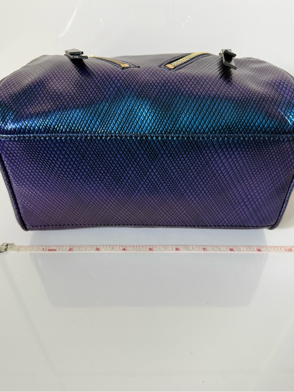 Juicy Couture Blue/Purple Metallic Juicy Hot Pink Interior Satchel Purse NWT - Picture 4 of 14